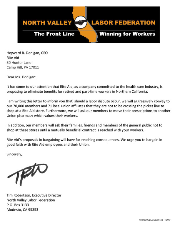NVLF Letter to Rite Aid CEO 11 2019
